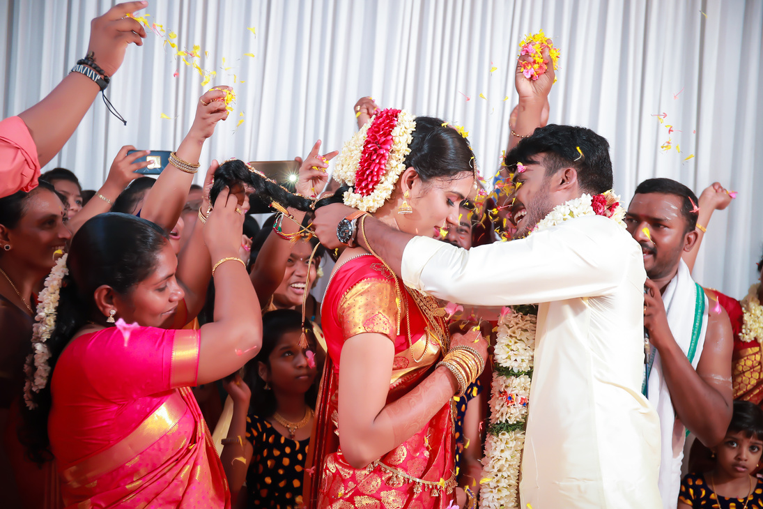 Bride and Groom Celebrating Their Wedding